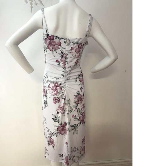 Le Chateau Drape PLUS SIZE formal floral white pink knit bodycon wedding dress - Picture 4 of 7